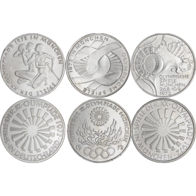 Deutschland-6x10DM-1972-AgStgl-OlyMünchen-RS