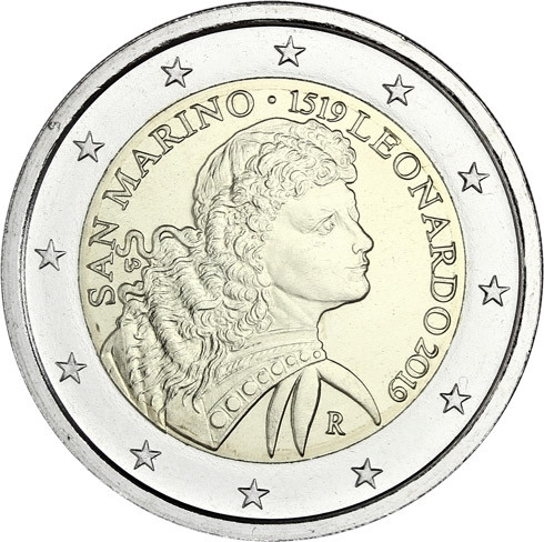 2 Euro Gedenkmünze Leonardo da Vinci 2019 aus San Marino online bestellen