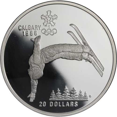 Kanada-20Dollar-1986-AGpp-Skiakrobatik-RS