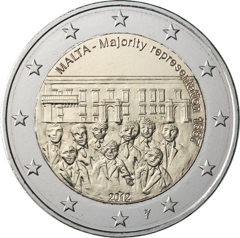 2 Euro Sondermünze Malta 2012 Mehrheitswahlrecht mit Merkurstab 