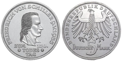 5 DM 1955 Friedrich von Schiller I und II