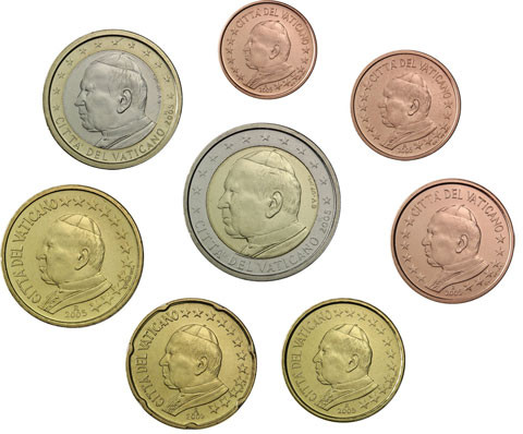 Vatikan 3,88 Euro Münzen 2005 KMS Papst Johanes Paul II im Folder bestellen 