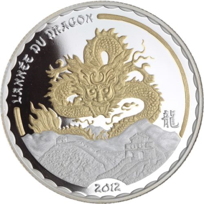 Kamerun-1000 Francs-2012-AGpp-Drache-vergoldet-RS