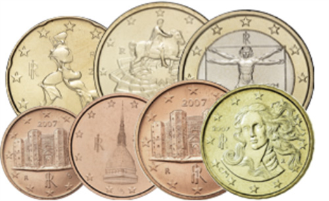 Itlaien-1,88Euro-2007-Kleinmünzen-1Cent-1Euro-RS