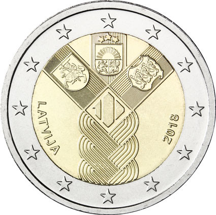 Lettland 2 Euro Münzen 2018 bfr. 100 Jahre Unabhänigkeit  Gemeinschaftsausgabe