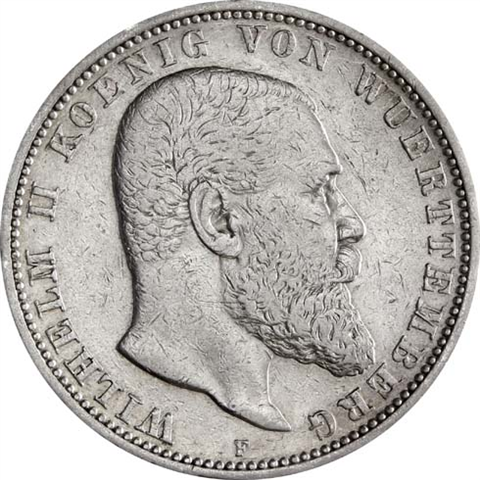 Jäger 176 Württemberg 5 Mark 1892 - 1913 Sehr Schön König Wilhelm II I