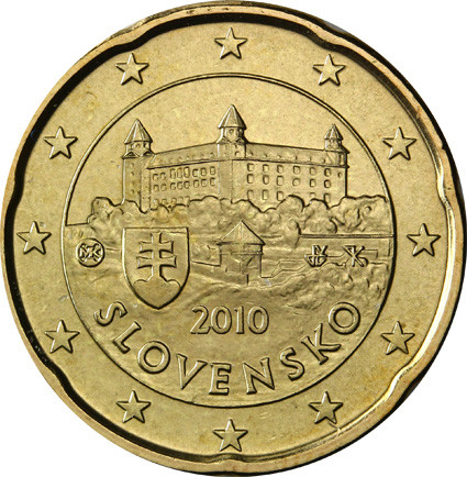 Slowakei 20 Cent 2010 bfr. Burg von Bratislava