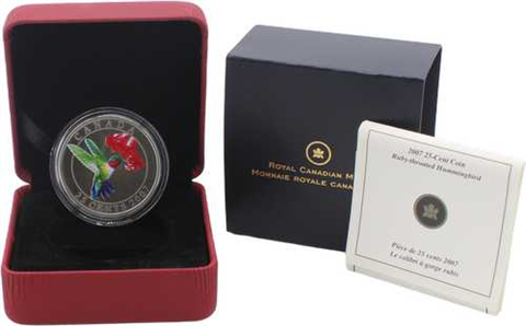 Kanada-25Cent-2007-AGstgl-Farbe-Hummingbird-Etui