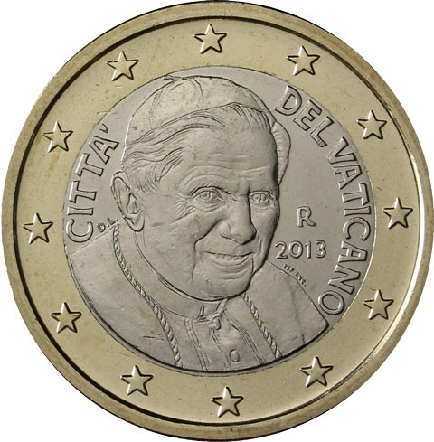 Euromünzen und Sammlermünzen bei Historia Vatikan 1 Euro 2013 Stgl.  Papst Benedikt XVI.