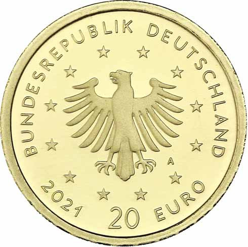 Goldmünze Deutschland 20 Euro 2021 Schwarzspecht Mzz. A