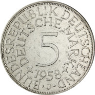 Deutschland 5 DM 1958 J Silberadler vorzüglich - Seltene Erhaltung