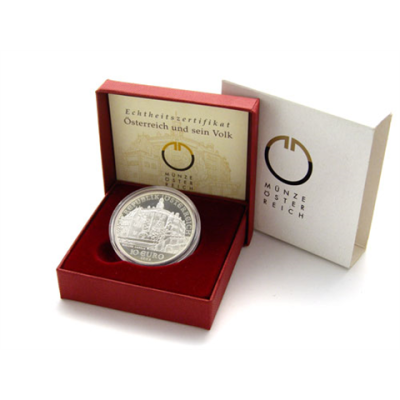 Österreich-10-Euro-2002-Silber-PP-Schloss-Ambras-Etui