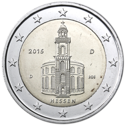 Deutschland-2Euro-2015bfr-Paulskirche-Münzzeichen-D-RS