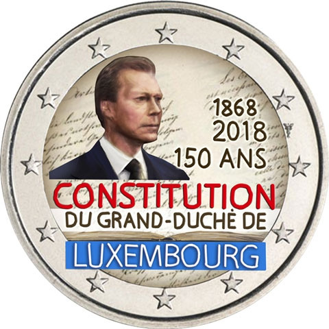 Luxemburg 2 Euro 2018 150 Jahre Verfassung in Farbe -Münzkatalog