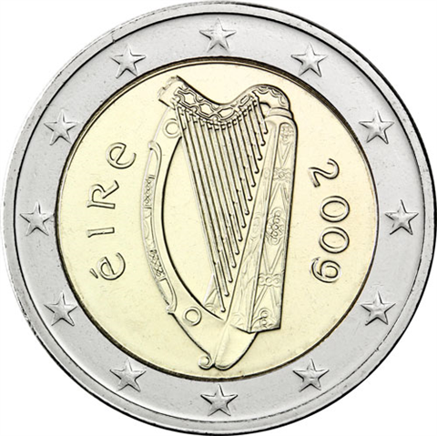 Irland-2-Euro-2009-Keltische-Harfe