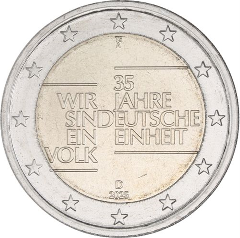 Deutschland-2 Euro-2025-bfr-Deutsche Einheit-Mzz.A-RS