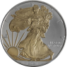 USA-1 Dollar-2021-AGstgl-vergoldet-Eagle alt-RS