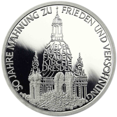 Deutschland 10 DM Silber 1995 PP Frauenkirche in Dresden I (1)