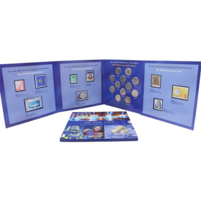 Mix-12x1Euro-Der Euro 2002 mit Briefmarken-Folder
