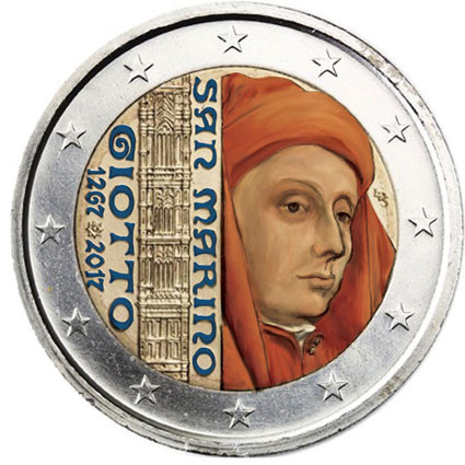 San Marino 2 Euro 2017 Giotto di Bondone in Farbemuenze 