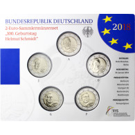 Deutschland 5 x 2 Euro 2018 stgl. Helmut Schmidt im Folder 