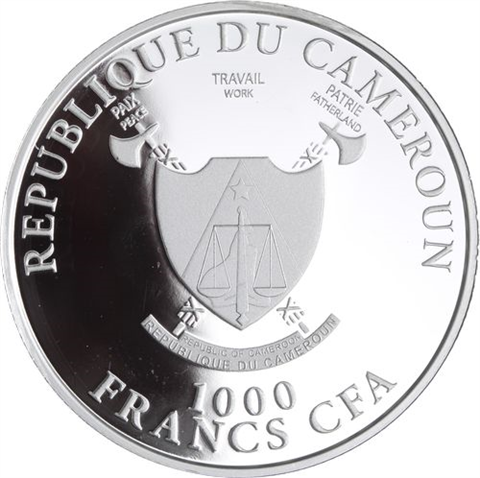 Kamerun-1000 Francs-2012-AGpp-Drache-vergoldet-RS
