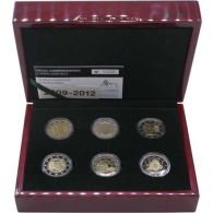 Luxemburg-6x2 Euro-2009-2012-PP-Gedenkmünzensatz-Etui offen