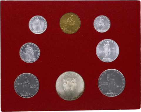 Vatikan-668 Lire-1965-Stgl-Kursmünzensatz-RS