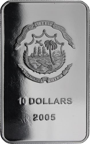 Liberia-10 Dollar-2005-AGpp-Kölner Dom mit Kreuz-RS