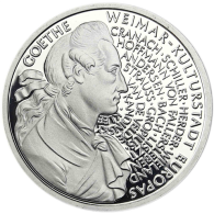 Deutschland 10 DM Silber 1999 PP Johann Wolfgang von Goethe und Weimar I