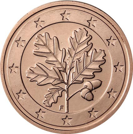 Deutschland 2 Cent 2017 Mzz. F mit Eichenzweig Kursmünzen