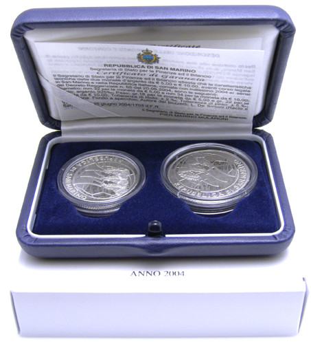San Marino 5 Euro - 10 Euro 2004 FIFA Fußball WM - 40 g Silber