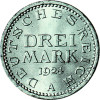 J. 312  Weimar    3 Reichsmark Kursmünmze 1924 Sonderpreis