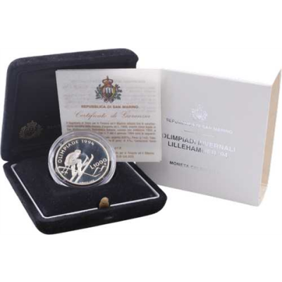 San Marino-1000Lire-1994-Olympiade-Lillehammer-Etui