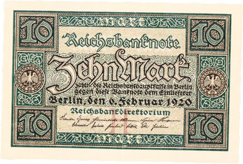 Deutsches Reich-10 Mark-1920-Reichsbanknote-Ro63-RS