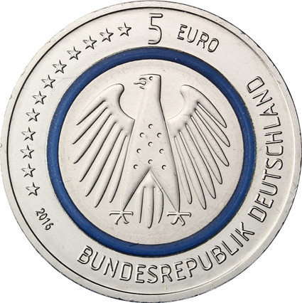 5 Euro Münze Planet Erde 2016 Stempelglanz Mzz. G  Polymerring 