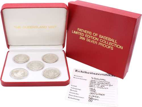 USA-5x5Dollar-1992-AGpp-Fathers of Baseball-Etui