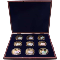 Deutschland-9xMedaille-2010-CuPP-vergoldet-Deutsche Banknoten Prägung-Etui