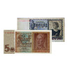 Banknoten 5 Reichsmark  Jünglingskopf 1942 und  20 Reichsmark  junge Österreicherin 1939