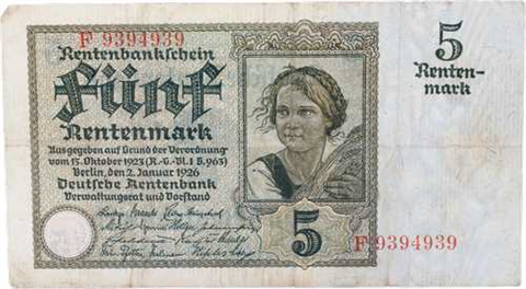 RO.164-5Rentenmark-2.1.1926-gebraucht-RS