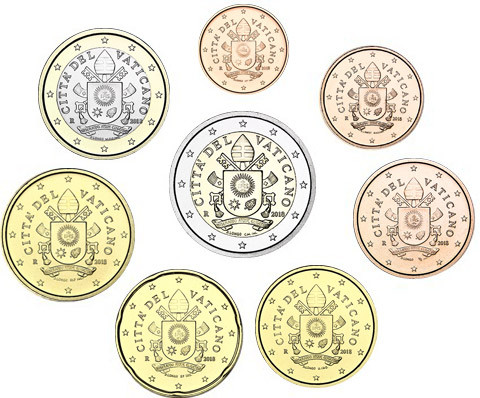 Vatikan Kursmünzen 2018 (3,88 Euro ) mit Papst-Wappen Franziskus im Folder