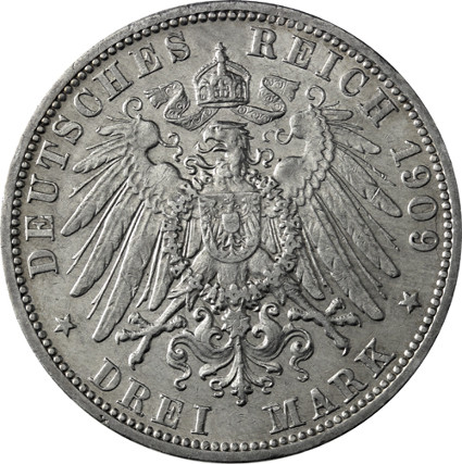 Preußen 3 Mark Silber (1908 - 1912) König und Kaiser Wilhelm II.
