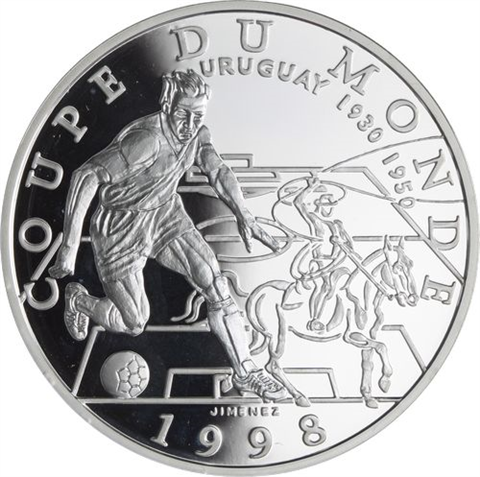 Frankreich-10 Francs-1996-AGpp-World Cup 1998-Fußballer Reiter-RS