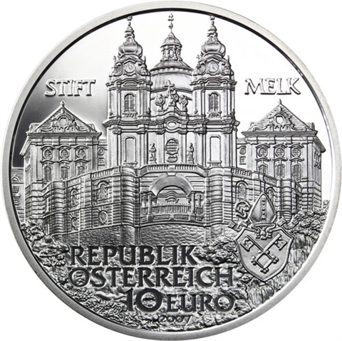 Österreich-10-Euro-2007-Silber-PP-Stift-Melk-Etui
