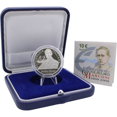 Italien-10Euro-2009-AGpp-Marconi-Etui
