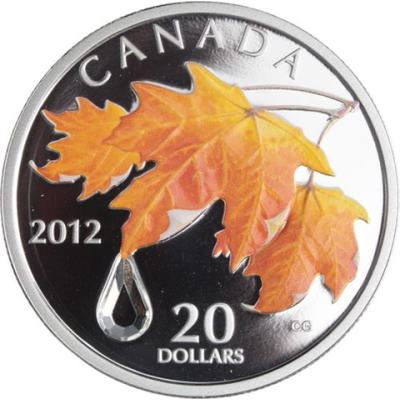 Kanada-20 Dollar-2012-AGpp-Maple Leaf Crystel Raindrop-Orange-RS