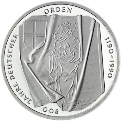 Deutschland 10 DM Silber 1990 Stgl. 800 Jahre Deutscher Orden I
