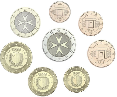 Malta 2019 Kursmünzen 1 Cent bis 2 Euro 2019 lose mit Mzz. 'F'