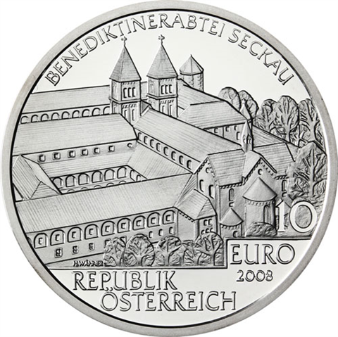 Österreich-10-Euro-2008-Silber-HGH-Seckau-Folder
