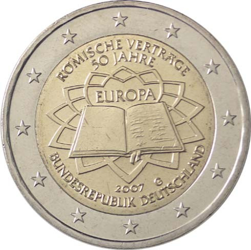 Deutschland 2 Euro 2007 bfr. Römische Verträge im Satz A - J